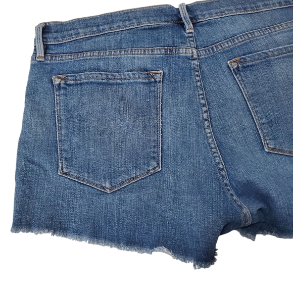FRAME Le Cutoff Denim Jean Shorts 30 Raw Fray Hem Blue Mid Rise Casual Summer - Picture 7 of 16